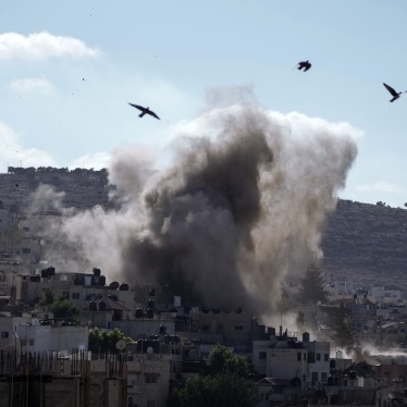 An explosion is seen during an Israeli military operation in the West Bank city of Jenin, September 5, 2024.