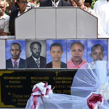 The funeral of Christophe Nkezabahizi, his wife, nephew and two teenage children, shot dead by police in the Burundian capital, Bujumbura, on October 13, 2015