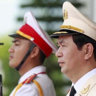越南公安部长陈大光将军在国家会议中心，河内，2015年8月18日。