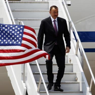 Azerbaijan President Ilham Aliyev arrives at O'Hare International Airport before the start of the NATO summit in Chicago May 19, 2012.