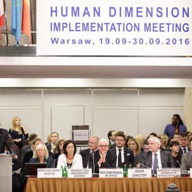 Michael Georg Link, Director of the OSCE Office for Democratic Institutions and Human Rights speaks at the opening of the 2016 OSCE Human Dimension Implementation Meeting in Warsaw, Poland, September 19, 2016.
