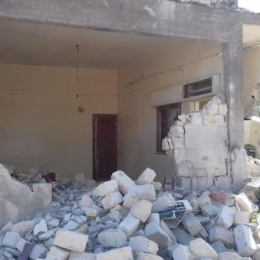 Damage to staff residences at Al-Wahda Hospital in Derna, Libya due to air strikes on February 7, 2016, according to a witness.