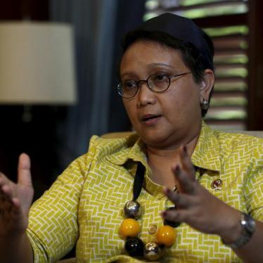 Indonesia's Foreign Minister Retno Marsudi gestures during an interview at the foreign ministry office in Jakarta, Indonesia on March 1, 2016. 