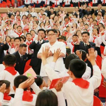 North Korean leader Kim Jong Un attends an event marking the 70th anniversary of the Korean Children's Union in an undated photo released by North Korea's Korean Central News Agency.