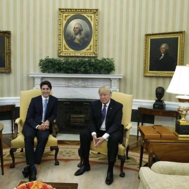 Canadian Prime Minister Justin Trudeau (L) meets with U.S. President Donald Trump in the Oval Office at the White House in Washington, U.S., February 13, 2017.