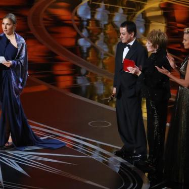 A statement is read on behalf of Iranian filmmaker Asghar Farhadi at the 89th Academy Awards after he was awarded an Oscar for Best Foreign Language Film, for his 2016 film The Salesman, Hollywood, California, United States, February 26, 2017.