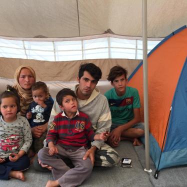 Yasami and Ali Habibi from Afghanistan, their 6-year-old twins and 2-year-old son, and Ali's 14-year-old brother, have all lived in this tent at Eiliniko camp in Athens when Human Rights Watch visited them in October 2016. Their 6-year-old son has a learn