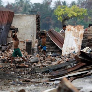 Children recycle goods from the ruins of a market which was set on fire at a Rohingya village outside Maungdaw in Rakhine state, Myanmar, October 27, 2016.