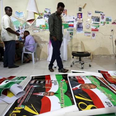 People work in a printing studio as they prepare materials to mark the break-away of Somaliland from Somalia in Hargeysa, May 16, 2015. 