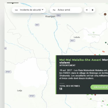 Le Baromètre sécuritaire du Kivu cartographie les violences exercées par les groupes armés et les forces de sécurité étatiques congolaises dans les provinces du Kivu, dans l’est de la République démocratique du Congo.