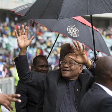 South African President Jacob Zuma waves during a Human Rights Day rally in Durban, South Africa on March 21, 2016. 