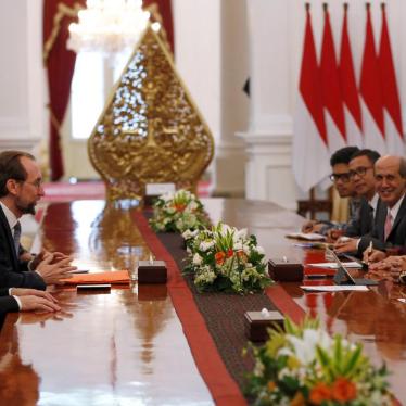 UN High Commissioner for Human Rights Zeid Ra’ad Al Hussein meets with Indonesia’s President Joko Widodo in Jakarta, February 6, 2018.
