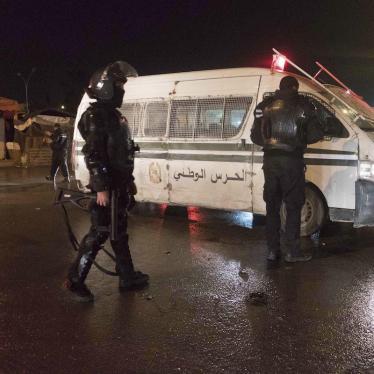 Riot police patrols the district of Intilaka, north of Tunis, Tunisia, Thursday Jan. 11, 2018. © 2018 Amine Landoulsi/AP Images 