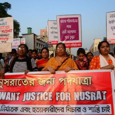 Organizations hold a protest rally against the murder of Nusrat Jahan Rafi in Dhaka, Bangladesh, April 12, 2019.