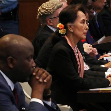 Gambia's Justice Minister Abubacarr Tambadou and Myanmar's leader Aung San Suu Kyi attend a hearing in a case filed by Gambia against Myanmar alleging genocide against the minority Muslim Rohingya population, at the International Court of Justice (ICJ).